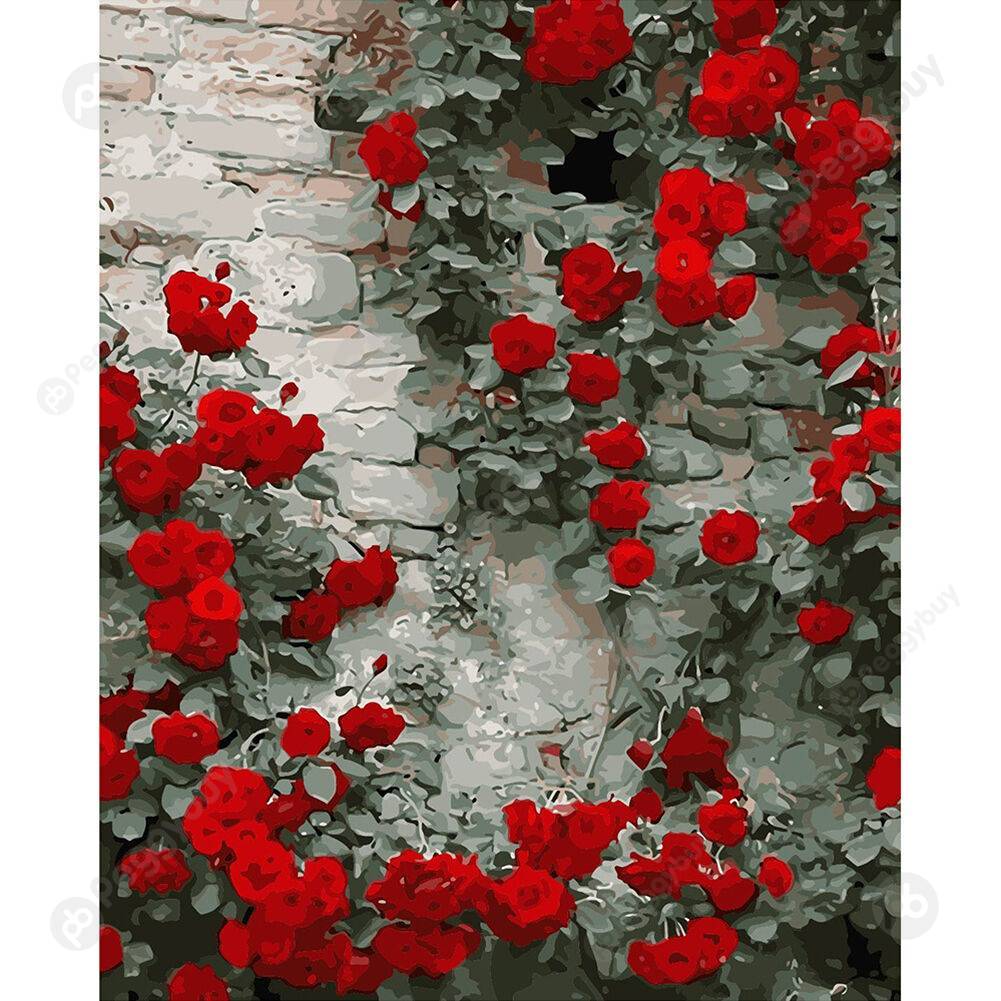 

40*50CM Paint By Numbers-Flowers on the Wall, 501 Original