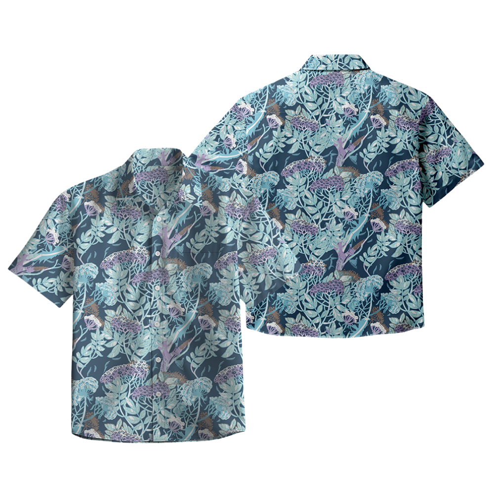 Men's Vintage Shirt Hawaii Summer Short Sleeve Shirt Floral Print Beach Shirt 100%Cotton