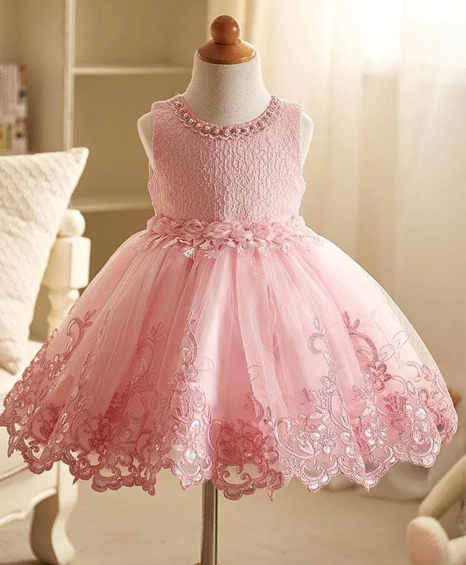 Pink Lace Flower Girl Dress, Pink Baby Dress