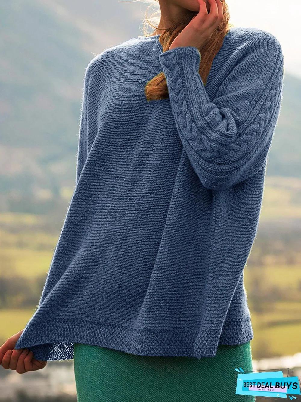 Crew Neck Knitted Sweaters Plus Size Pullovers Jumpers