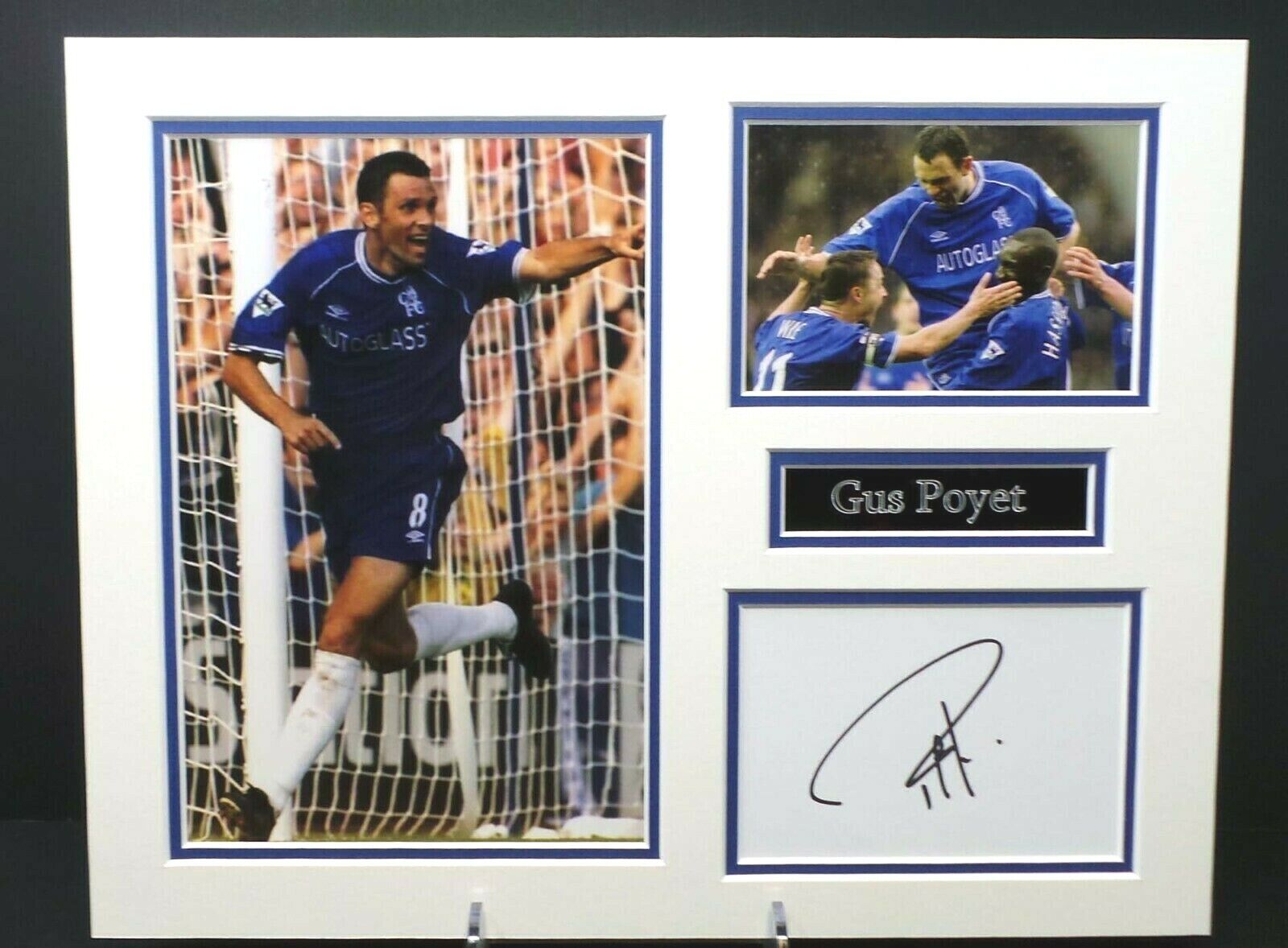 Gus POYET Signed & Mounted 14X11 Photo Poster painting Display AFTAL RD COA Chelsea FC Legend