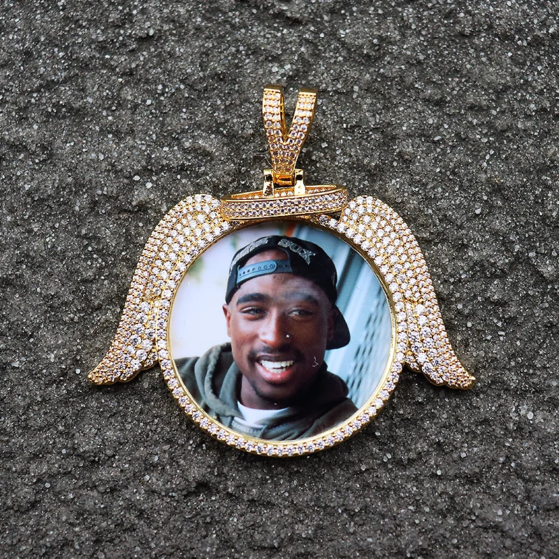 Custom Photo Angel Wing Pendant Hip Hop Personalized Necklaces Jewelry-VESSFUL