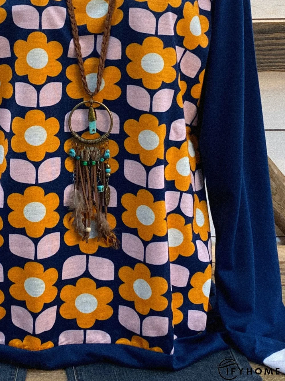 Casual Long Sleeve Floral-Print Sweatshirt | IFYHOME