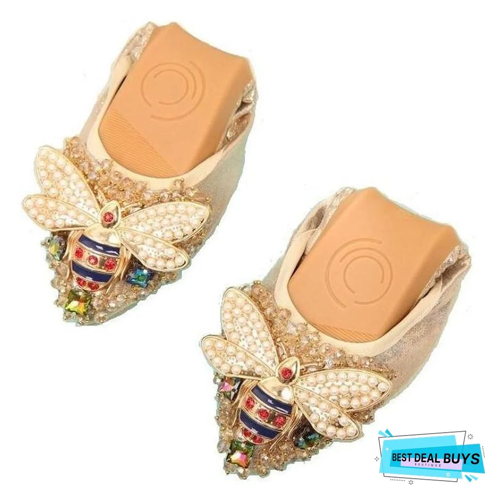 Plus Size Crystal Woman Flat Shoes Elegant Comfortable Rhinestone Soft Flats