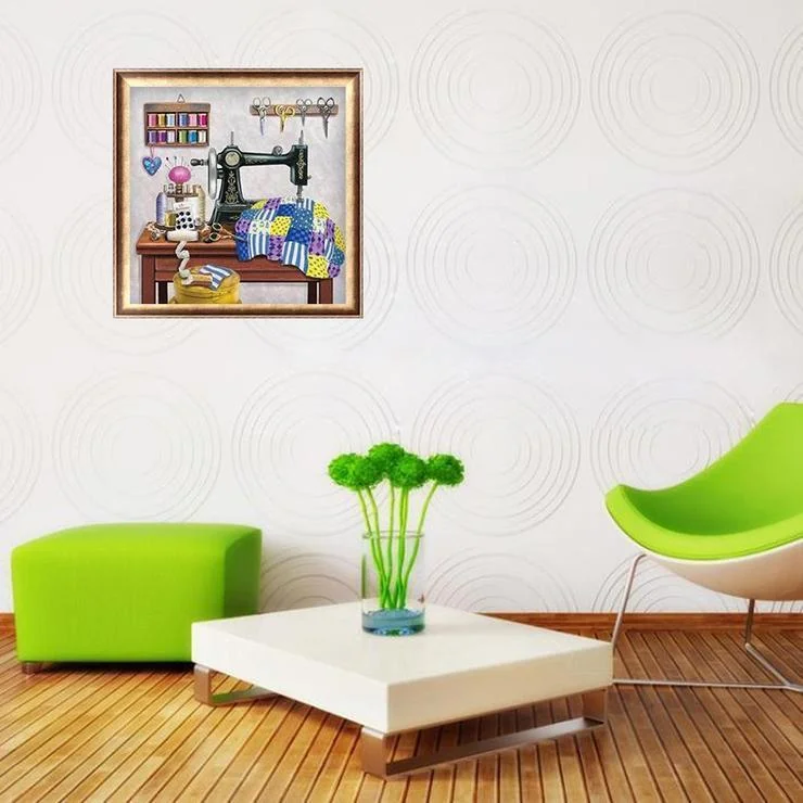 Diamond Painting - Full Round Drill - Sewing Machine(30*30cm)