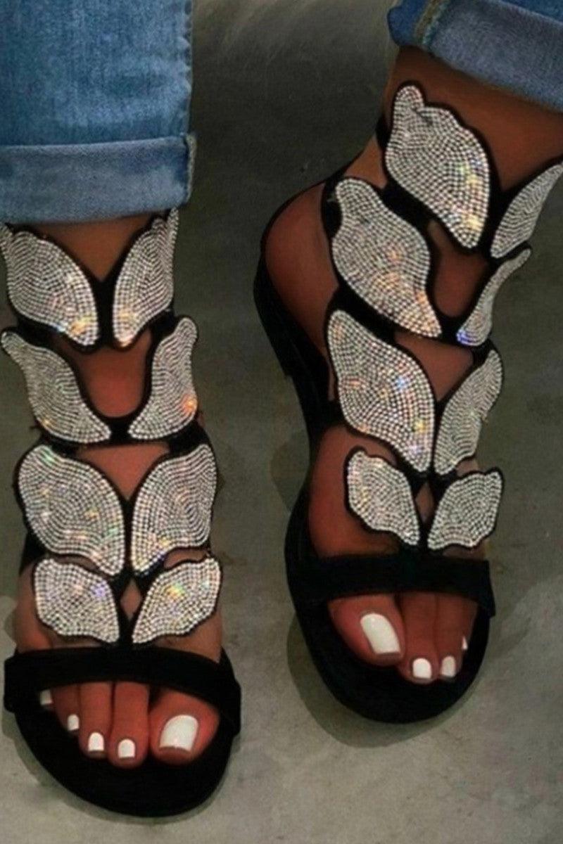 Casual Butterfly Silver Sandals Shoes