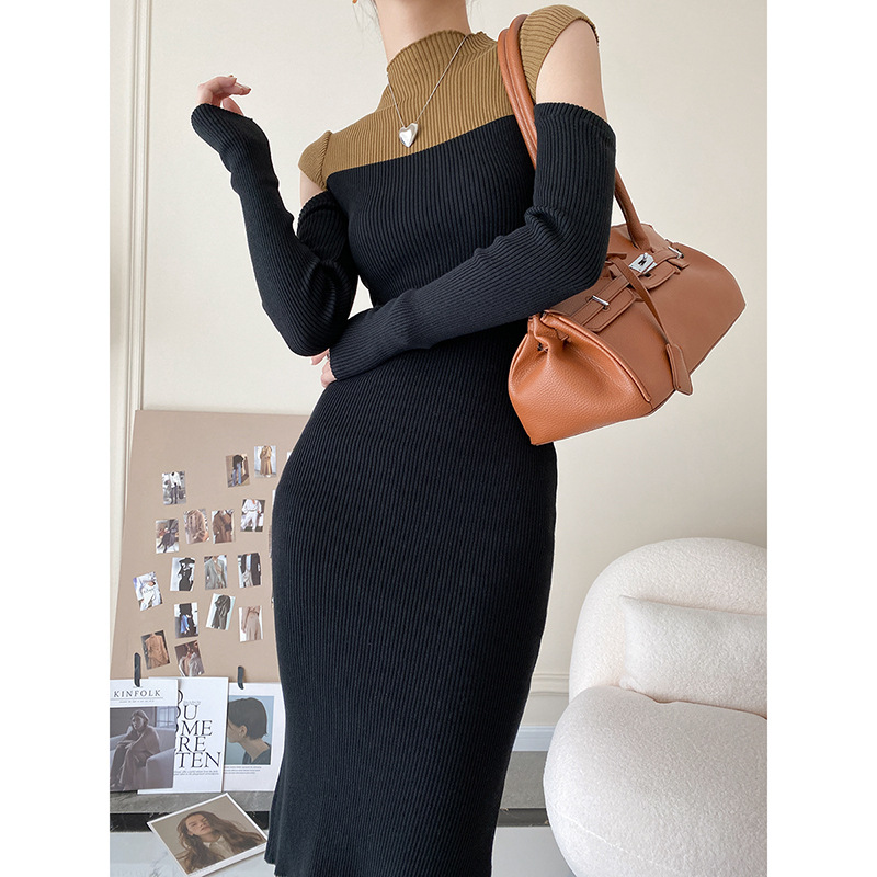Rotimia Hollow Half High Neck Knitted Dress
