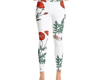 Pornhint Poppy Flower Yoga Leggings