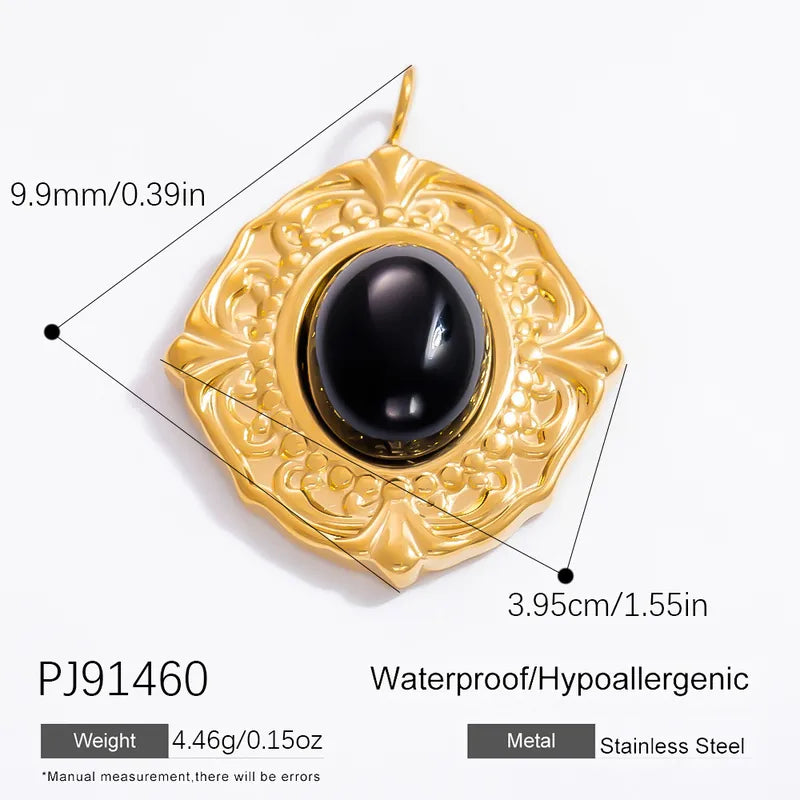 1 Piece 6.7*9.9mm 304 Stainless Steel Natural Stone Geometric Pendant Jewelry Accessories