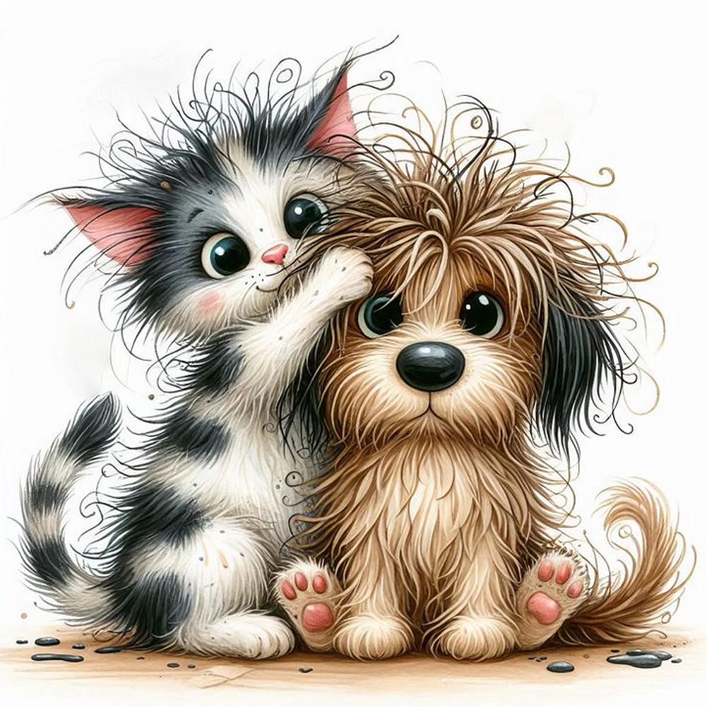 Kittens And Puppies 30*30cm(canvas) full round drill diamond painting