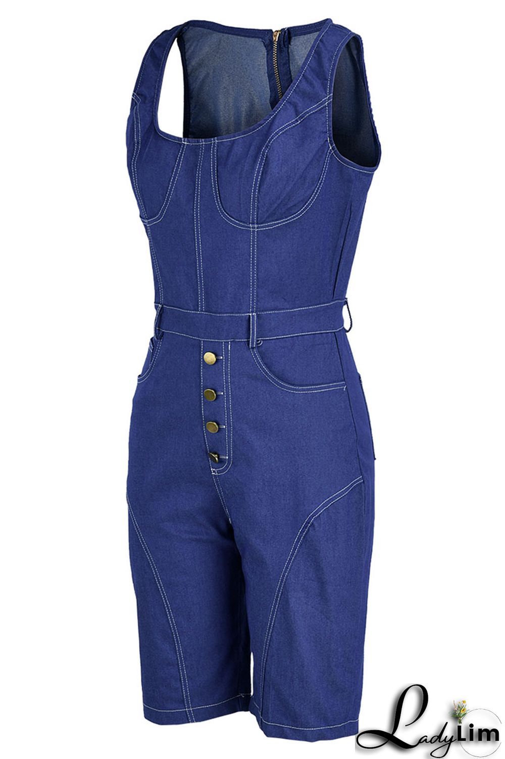 Fluorescent Green Casual Solid Patchwork U Neck Regular Jumpsuits