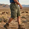 Cotton Blend Cargo Shorts for Men Lightweight Breathable Outdoor Summer Shorts with Multiple Pockets by Inlyline