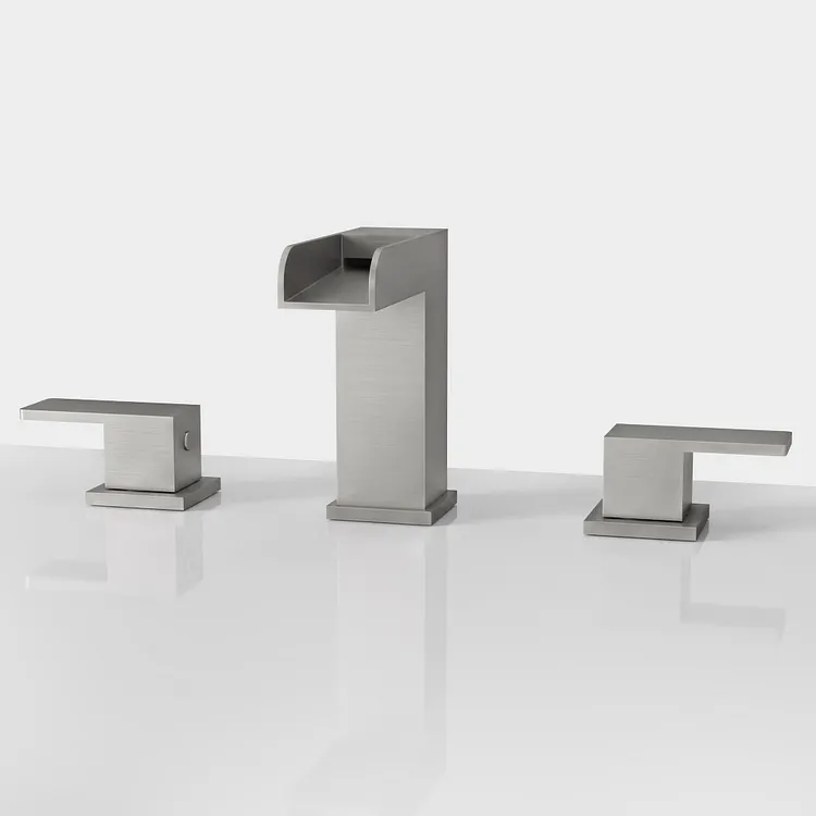 EVERSTEIN 5" H Widespread Bathroom Sink Faucet Waterfall Spout in Brushed Nickel