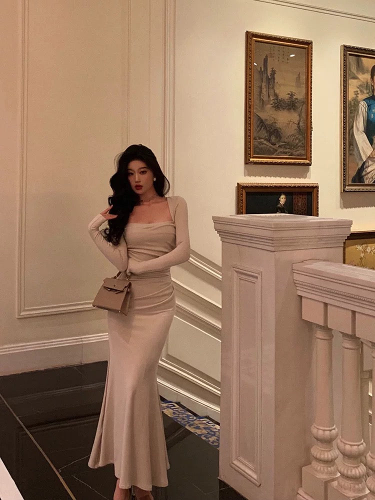 Aiertu Gorgeous Mermaid Square Neckline Ivory Date Night Dress Long Prom Dresses Birthday Outfits HOT1075 Aiertu