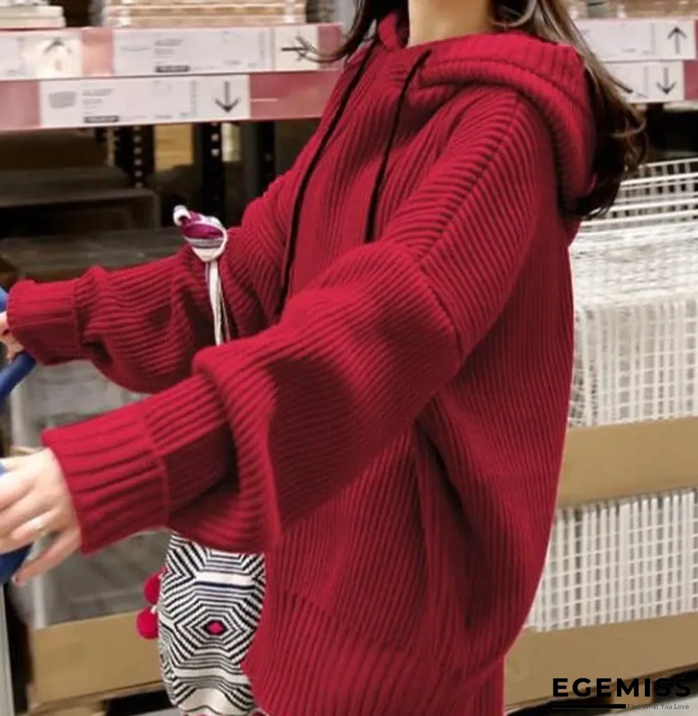 Boat Neck Knitted Long Sleeve Sweater | EGEMISS