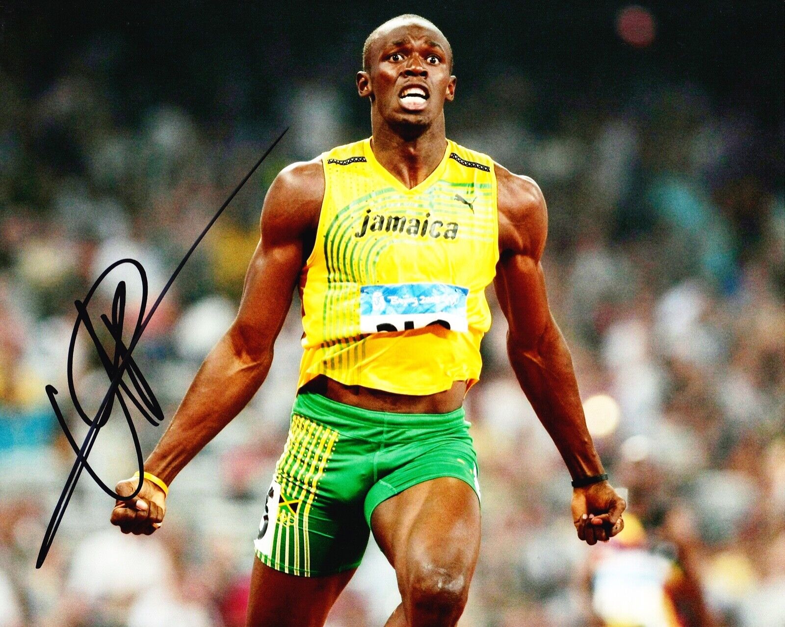 Usain Bolt Signed 10X8 Photo Poster painting DISPLAY Olympic Legend JAMAICA AFTAL COA (F)