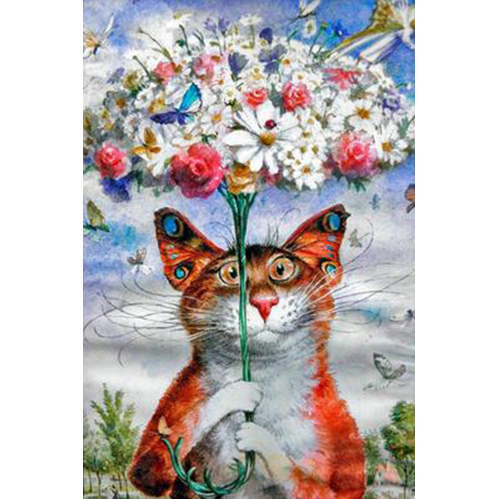 

Flower Umbrella Cat - Round Drill Diamond Painting - 30*40CM, 501 Original