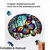 (18.5cm)DIY Acrylic Jigsaw Puzzle Window Hanging with Hanging Chain DIY Stained Glass Decoration Round Window Puzzle Decor for DIY Craft Project (Stained Glass Tree)