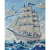 Diamond Painting-DIY Special Shaped Drill Pearl Painting Blue Sailboat(35x45cm)