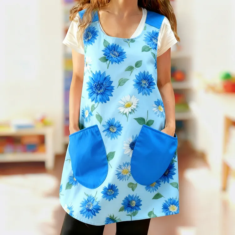 Blue Blossom Cross Strap Apron