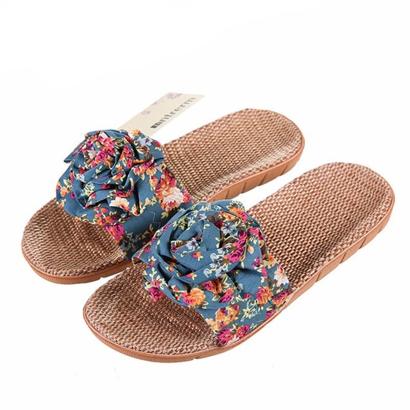Canrulo 2021 New Women Slippers Breathable Linen Slippers With Big Bow-knot Casual Home Flat Slides Non-slip Indoor Shoes Flats