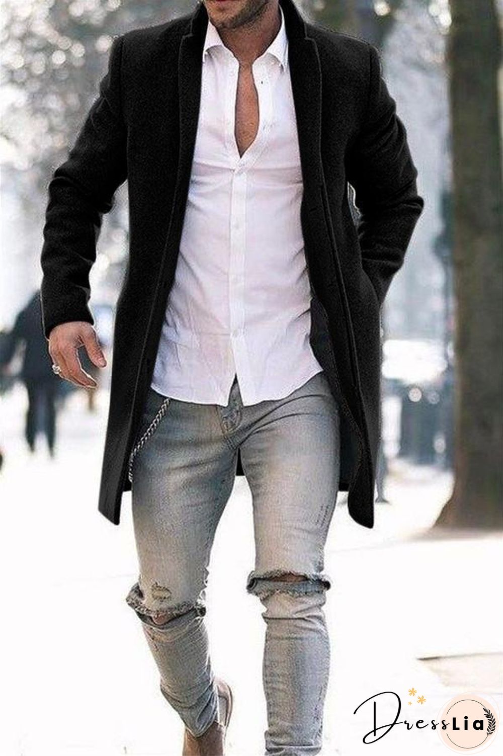 Autumn and winter fashion pure color long warm coat