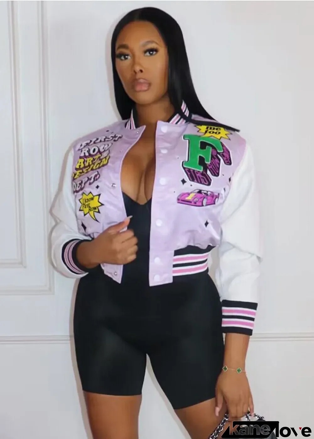 Spring Positioning Print Fashion Women'S Baseball Jacket