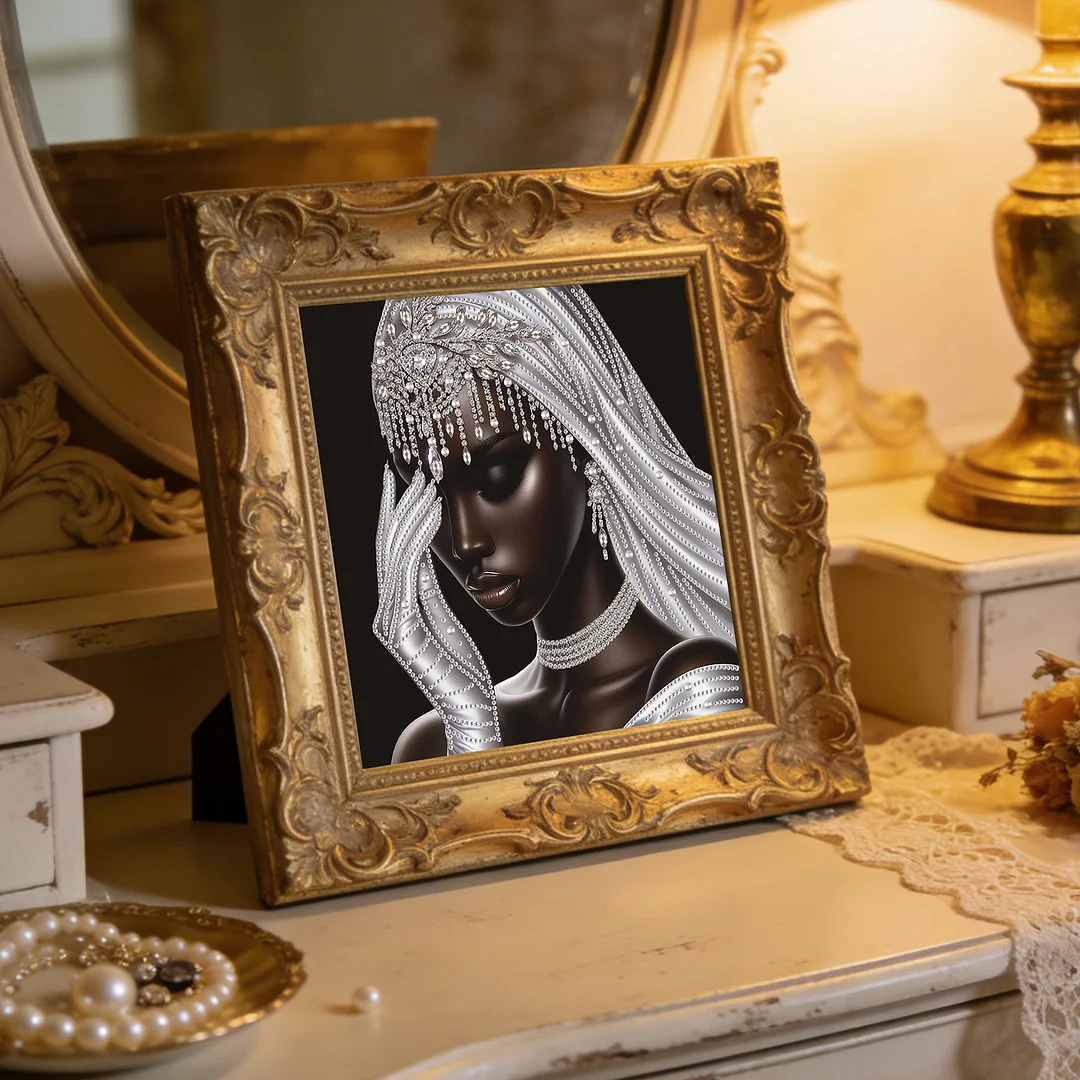 Diamond Painting - Partial Special Shaped Drill - Silver Veil Bride(Canvas|30x30cm)