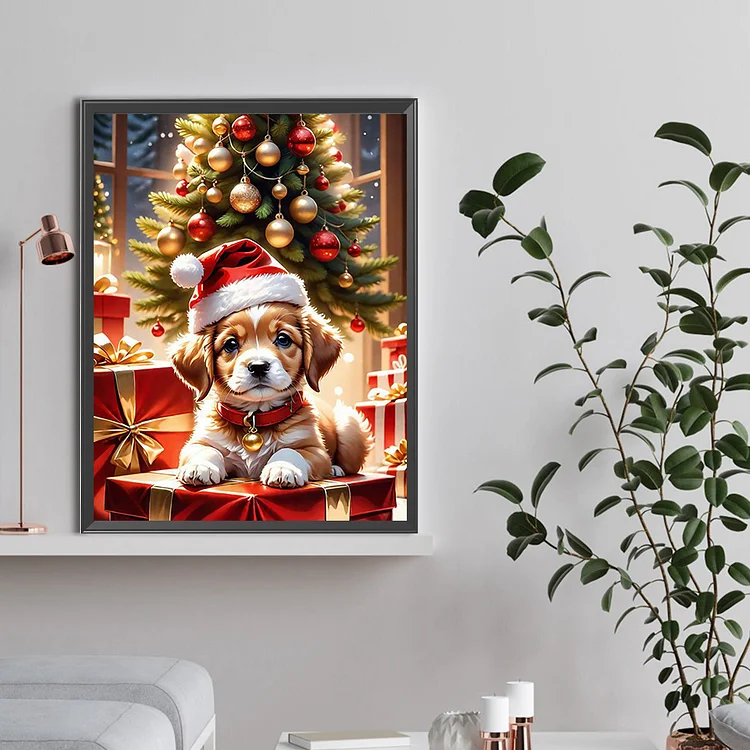 Diamond Painting Santa's Dog – Diamonds Wizard