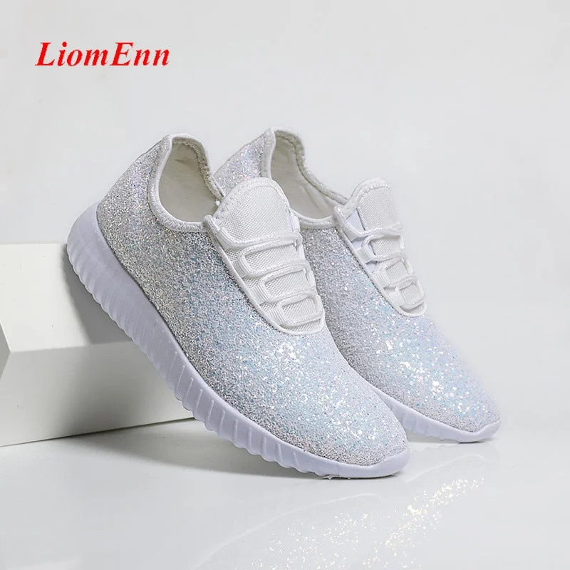 Summer Shoes for Women Glitter Luxury Sneakers Women's Running Sport Shoes Red Silver Pink Black Tennis Vulcanize Shoes basket