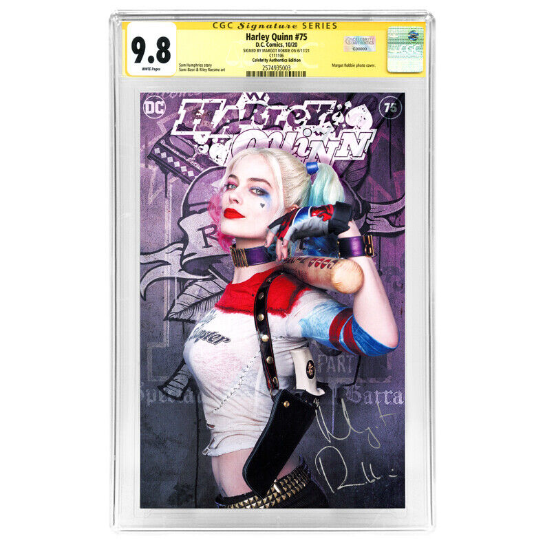 Margot Robbie Autographed Harley Quinn #75 CA Exclusive Photo Poster painting Cover CGC SS 9.8