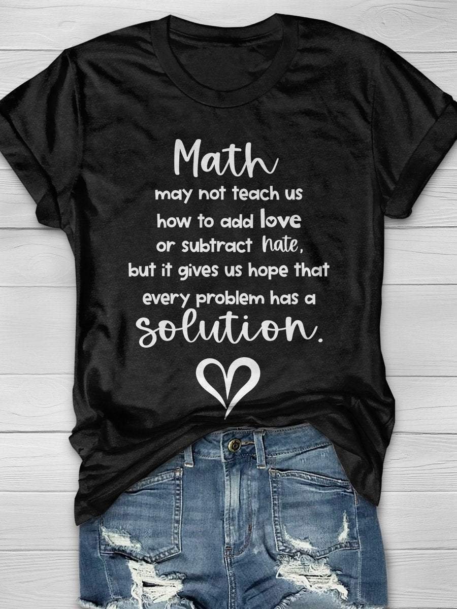 Math Quote Print Short Sleeve T-shirt