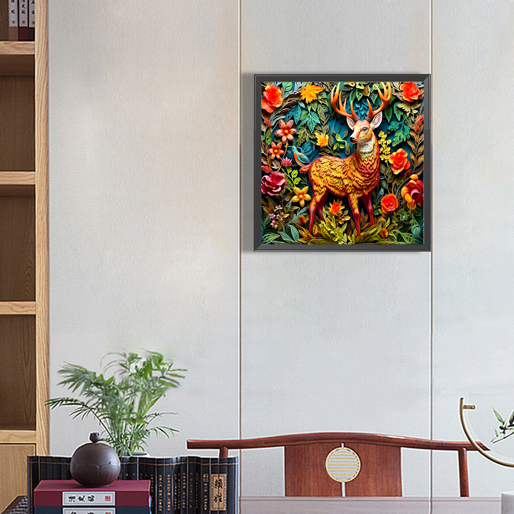 Deer - Partial AB Drill Drill Diamond Painting - 40*40CM(Picture)