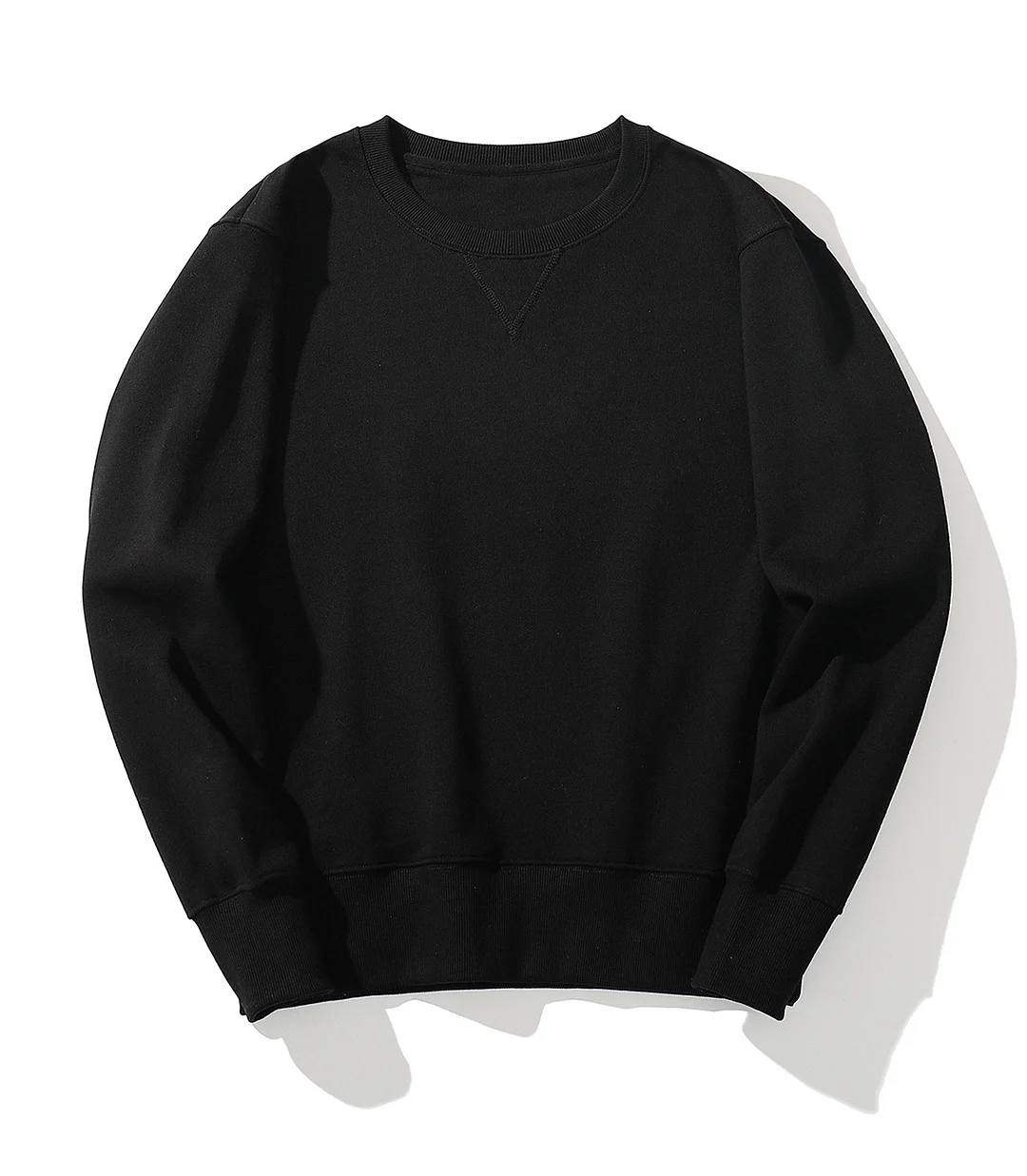 Men's Winter 400g Heavy 100%Cotton Long-sleeved Sweatshirt Crew Neck Solid Color Basic Sweatshirt