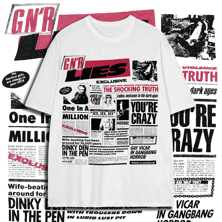Davidhawaii100% Cotton Casual Street Retro Rock Poster Double-sided White T-shirt - 100% Cotton