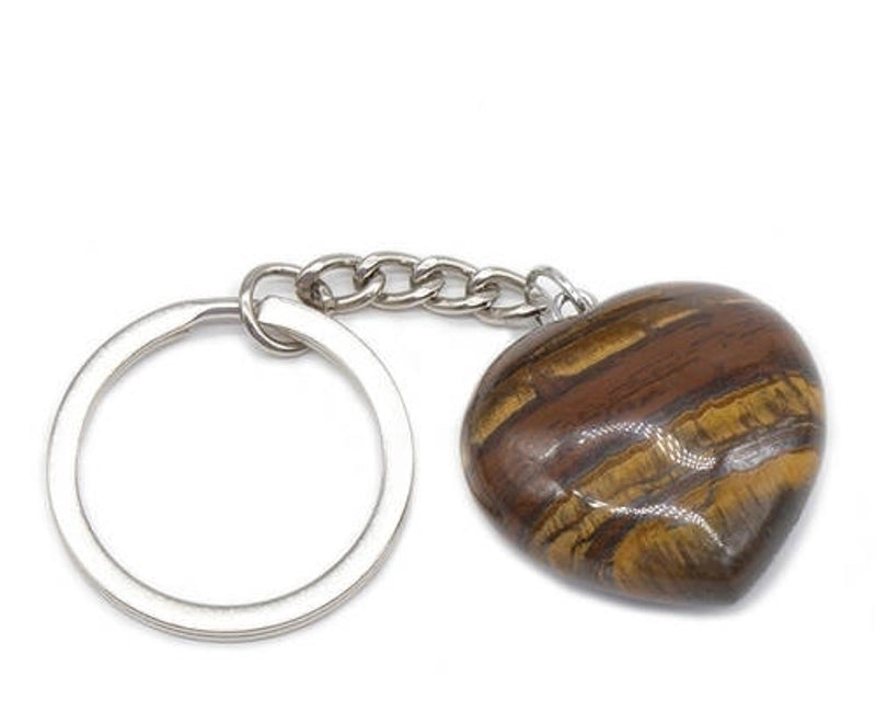 Minimalist Heart Shape Natural Stone Polishing Crystal Keychain