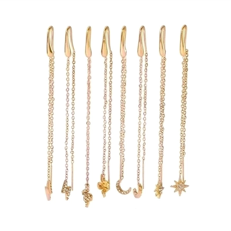 1 Pair Minimalist Classic Style Hexagram Moon Polishing Plating Inlay 304 Stainless Steel Zircon 18K Gold Plated Drop Earrings