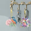 15Pcs Flowers Birds DIY Double Sided Diamond Painting Keychain Kits for Adults