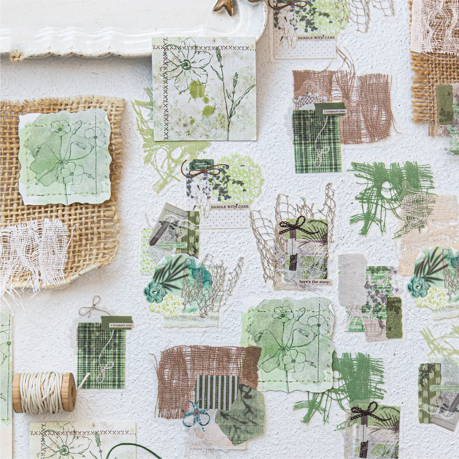 스티커 - 콜라주 아일랜드 시리즈 빈티지 플라워 레이스