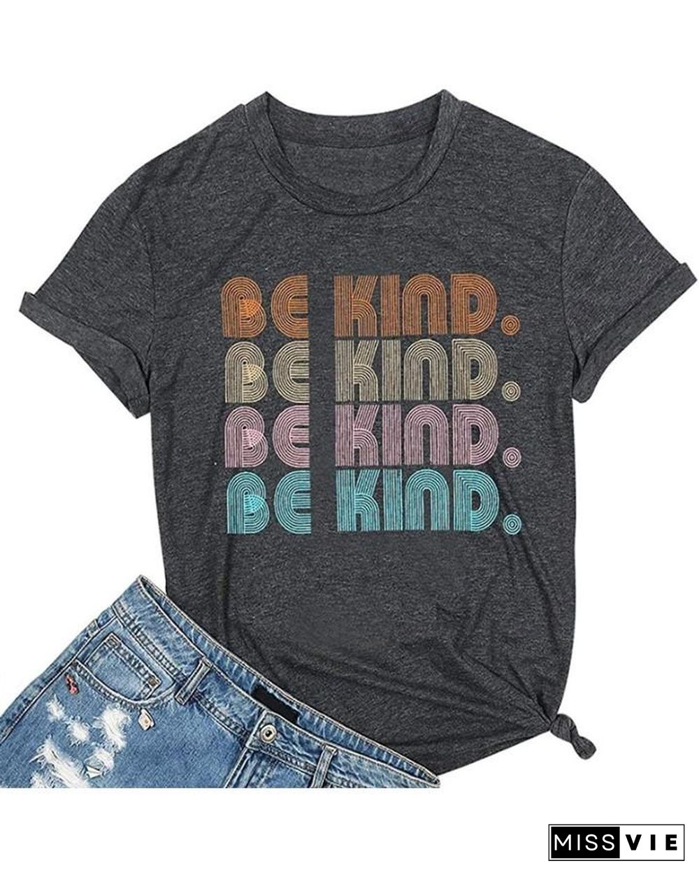 Multicolor Letter Print Short Sleeve T-shirt P13508