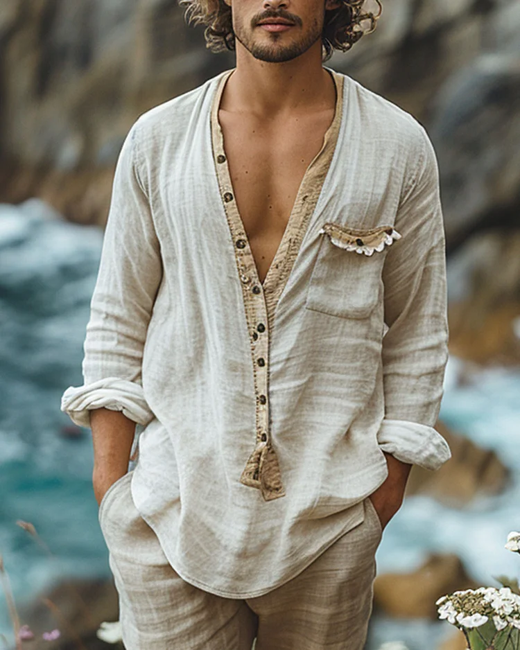 Men's Bohemian Style Linen Shirt