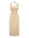 Irregular Clipping Bodycon Condole Belt Midi Dress