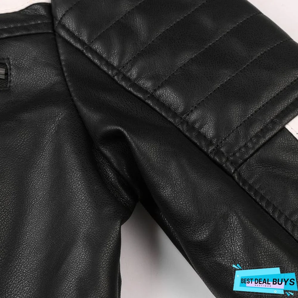 Men's Leather Jacket Fashion with Fleece Thicken Motorcycle Jacket Men Slim Style Quality Leather Jacket