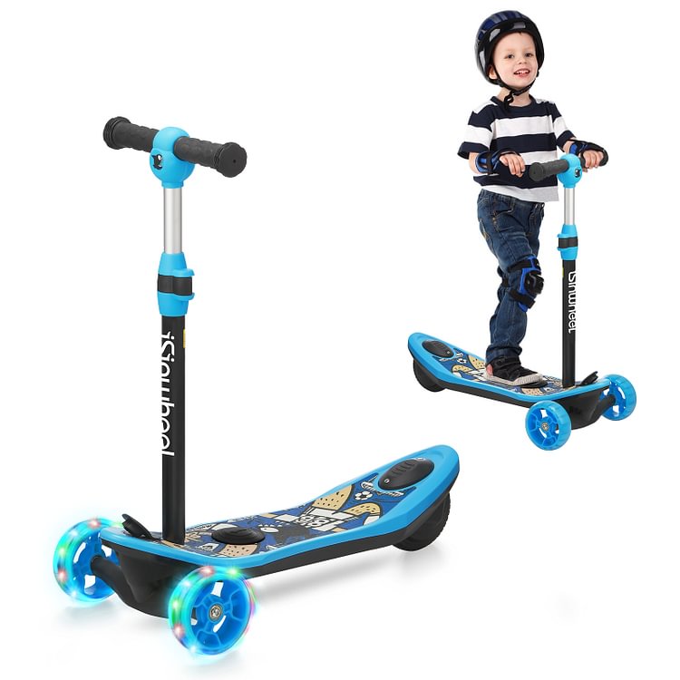 19Miles Long Range Mini 3-Wheel 2in1 Kids Electric Scooter Height Adjustable Foldable Lean to Steer Kick Scooter for 3-12 Boys Girls