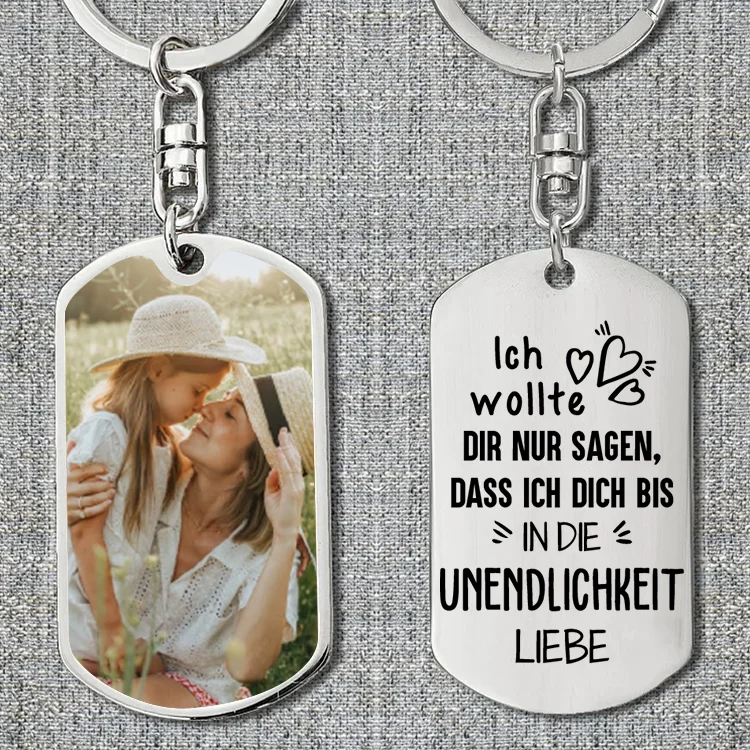 Kettenmachen Personalisierbarer Foto Schlüsselanhänger-Ich liebe dich bis in die Unendlichkeit-Geschenk für Tochter
