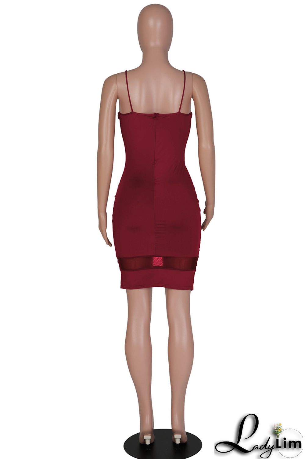 Black Fashion Sexy Solid Split Joint Backless Spaghetti Strap Sleeveless Dress