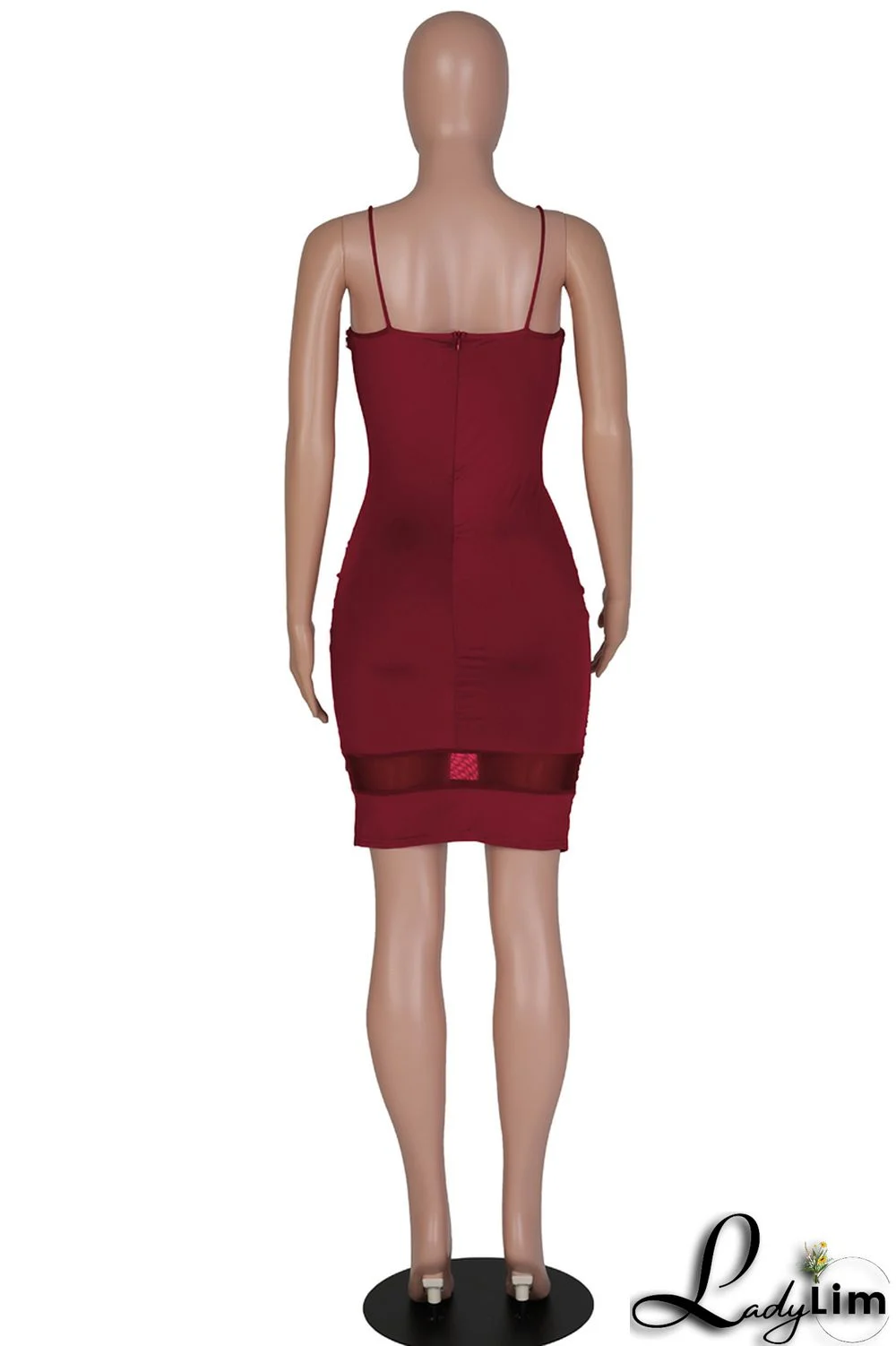 Black Fashion Sexy Solid Split Joint Backless Spaghetti Strap Sleeveless Dress