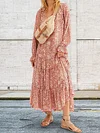 Floral Printed Loose Long Sleeves Midi Dress