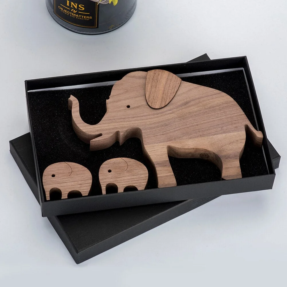 Wood Puppy Family Table Figurin Decor Ornaments Wooden Dog Craft Statue Home Decoration Cute Human and Pets Sculpture Craft Gift