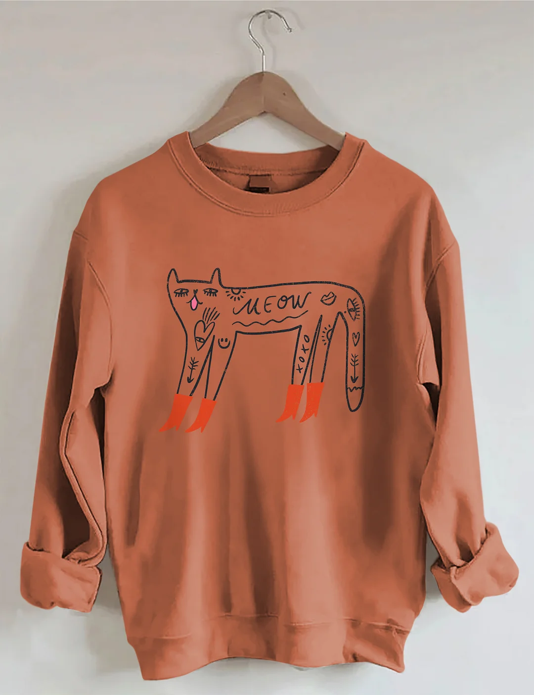 Cute Cat With Red Boots Sweatshirt